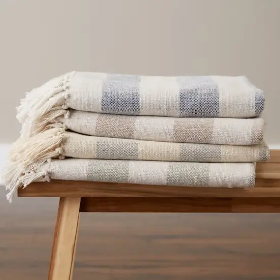 Artichoke / Off White Cabana Stripe Throw {5}