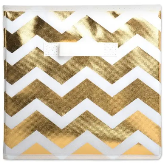 DII&reg; 11" Nonwoven Polyester Chevron Storage Cubes, 2ct. Gold {5}