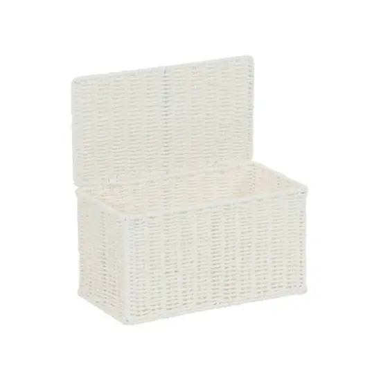 Household Essentials Small White Wicker Basket with Lid {10}