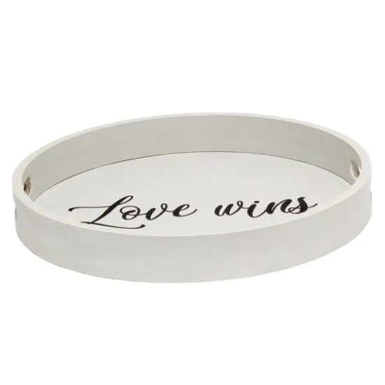 Elegant Designs&trade; 13.8" Round Love Wins Serving Tray with Handles {8}