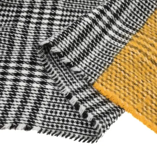Glitzhome&reg; 70" Yellow & Gray Scarf with Fringe {8}