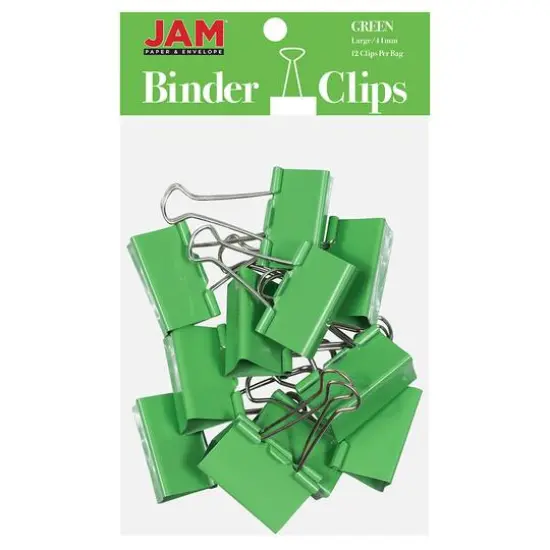 JAM Paper 1.5" Binder Clips, 12ct. Green {1}