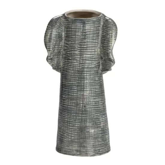 Hello Honey® 11" Gray & White Hand-Painted Decorative Stoneware Elephant Vase {10}