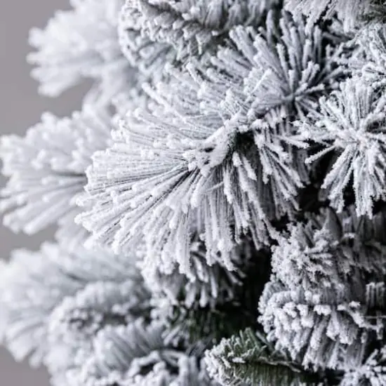 7ft. Pre-Lit Flocked Slim Artificial Christmas Tree, Warm White Twinkle LED Lights by Ashland&reg; {4}