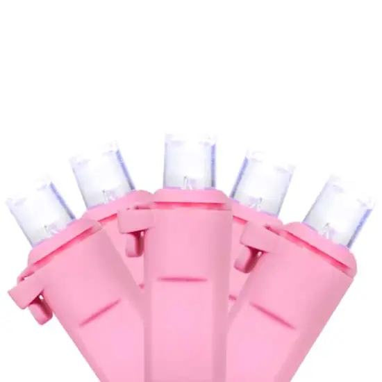 100ct Pure White LED Wide Angle Valentine's Day Lights 33ft Pink Wire {4}