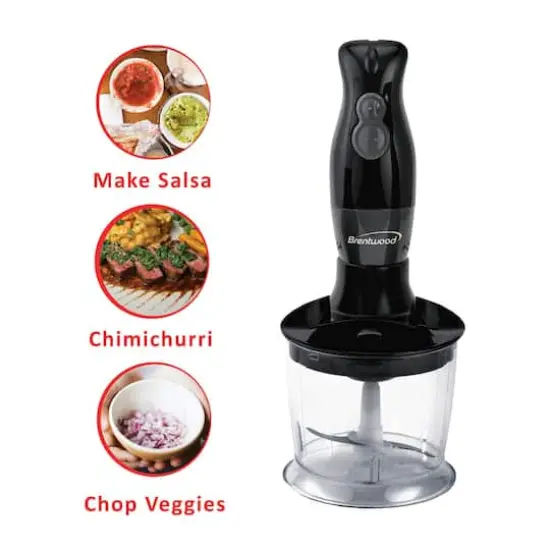 Brentwood Black 2-Speed Hand Blender & Food Processor with Balloon Whisk {5}