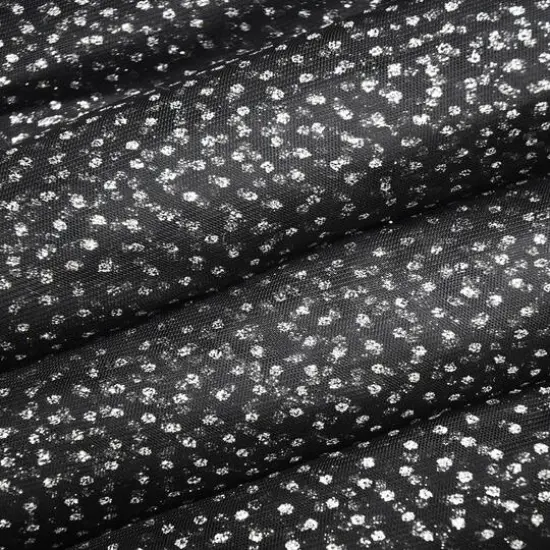 Feldman Black with Silver Glitter Dots Mesh {1}