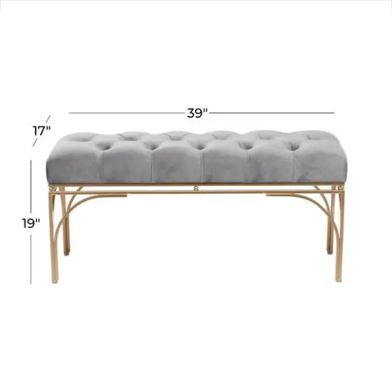 Grey Metal Glam Bench, 19" x 39" x 17" {8}