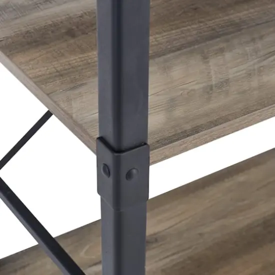 Walker Edison 64" Graywash Angle Iron Industrial Bookcase {4}