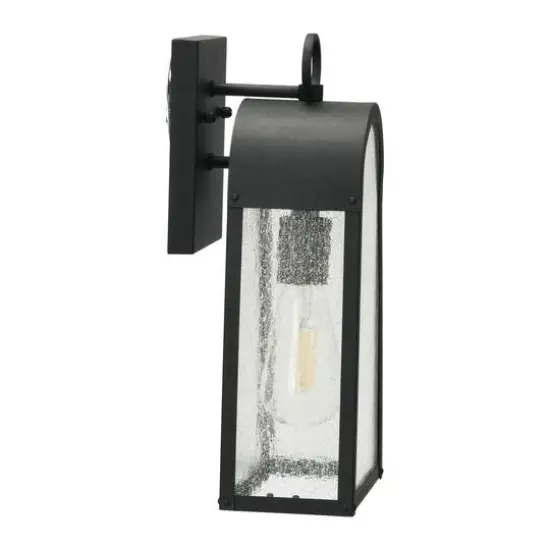 Hello Honey&reg; Robert Stevenson Lighting Revere 14" Textured Black Metal & Seedy Glass Outdoor Light {6}