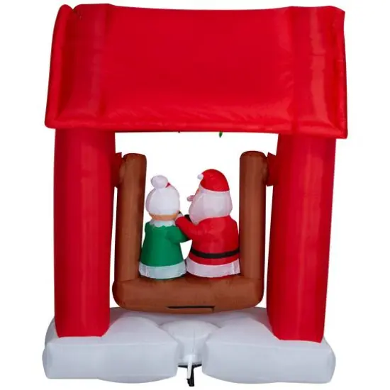 7ft. Animated Airblown&reg; Inflatable Christmas Mr. & Mrs. Claus on Swing {5}