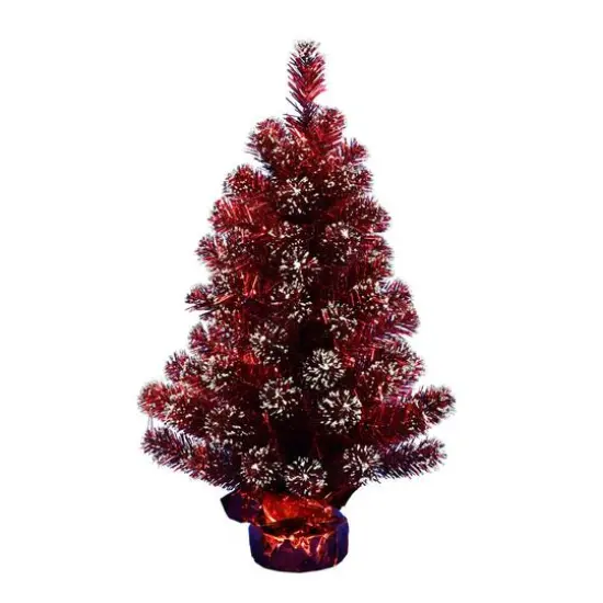 2ft. Unlit Dark Red Tinsel Artificial Christmas Tree {1}