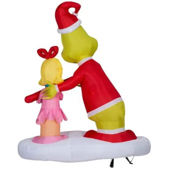 5.5ft. Airblown&reg; Inflatable Christmas Grinch Passing Out Candy Canes to Cindy Lou {3}