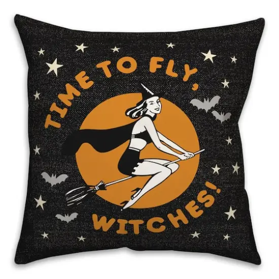 Time to Fly Witches 18" x 18" Throw Pillow {1}