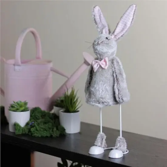 17" Gray Loaded Rabbit Table Top Easter Figure {4}