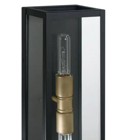 Hello Honey&reg; Lloyd Matte Black Modern Minimalist Metal & Glass Wall Mounted Outdoor Light {8}