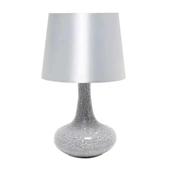 Simple Designs 14" Mosaic Glass Genie Table Lamp with Fabric Shade Gray {1}