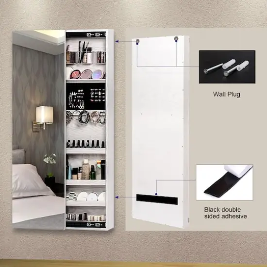 Mountain Home Elegant White Over-the-Door Mounted Jewelry Armoire {7}