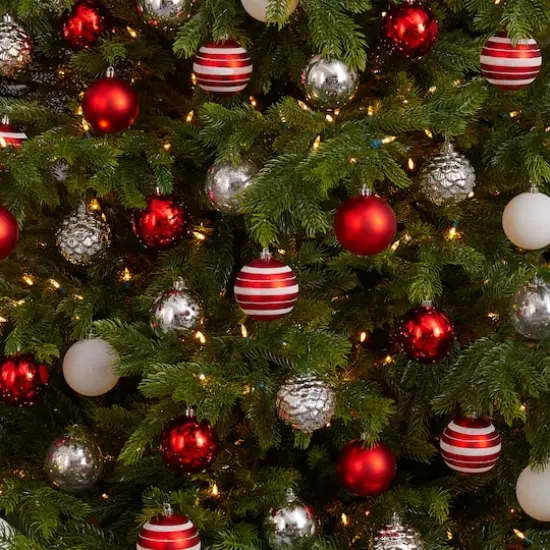 64ct. 3" Red & Silver Shatterproof Ball Ornaments {5}