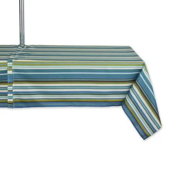 Beachy Stripe Print Outdoor Tablecloth with Zipper, 60" x 84" {1}