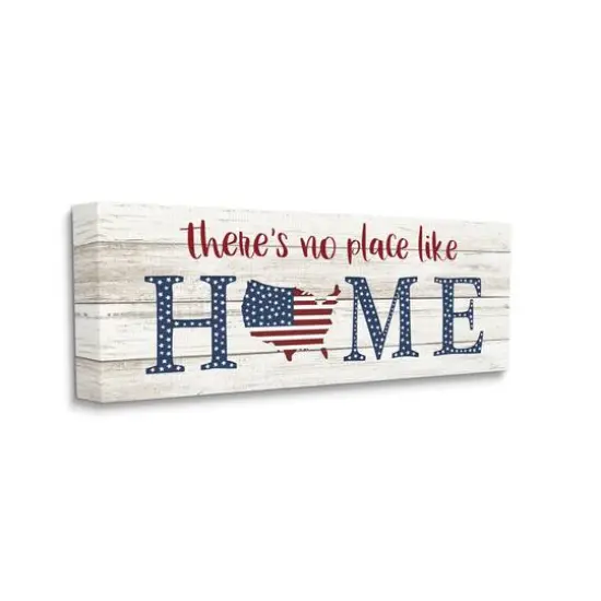 Stupell Industries Patriotic There's No Place Like Home Phrase Americana Canvas Wall Art {4}