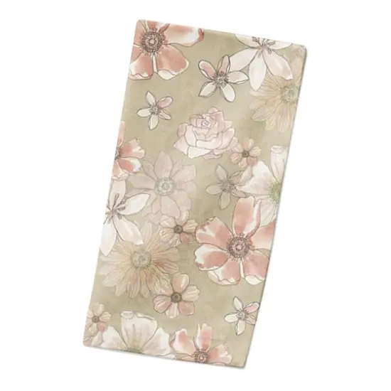 Watercolor Florals Cotton Twill Napkin Tan {3}