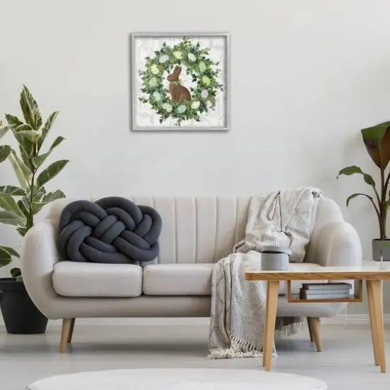 Stupell Industries Spring Easter Egg Wreath Framed Giclee Art Gray {3}