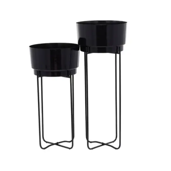 CosmoLiving by Cosmopolitan Contemporary Planter Stand Set Black {9}