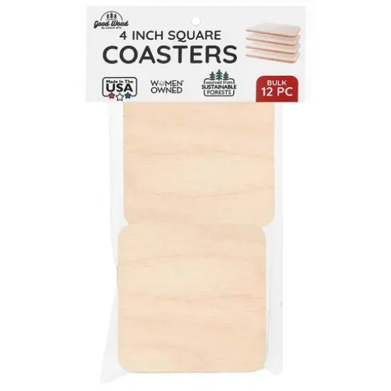 Leisure Arts Good Wood 4" Square Coaster Set, 12ct. {1}