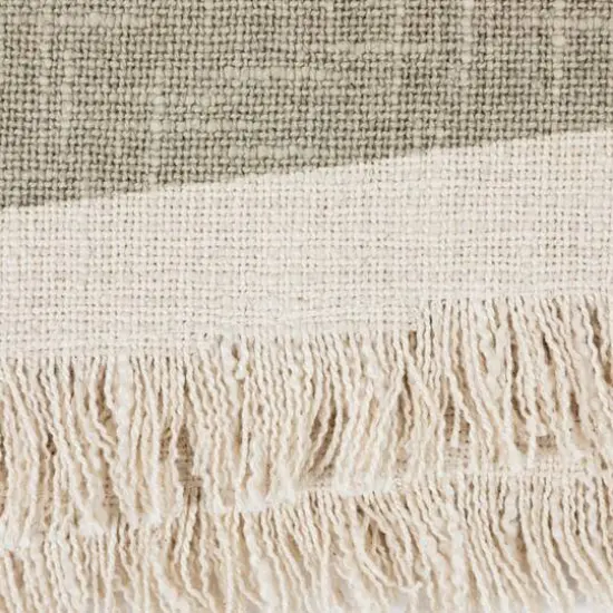 Hello Honey&reg; Tan Botanical Print & Fringe Cotton Slub Throw Blanket {4}