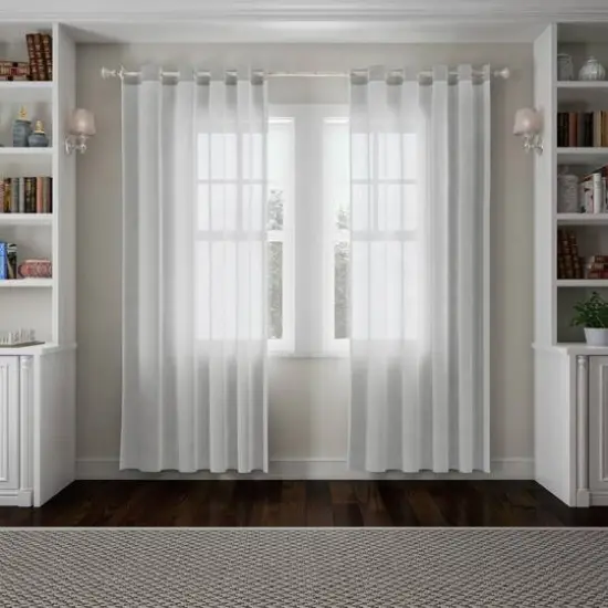 Hastings Home 48"-84" White Extendable Curtain Rod with Knob Finials {5}