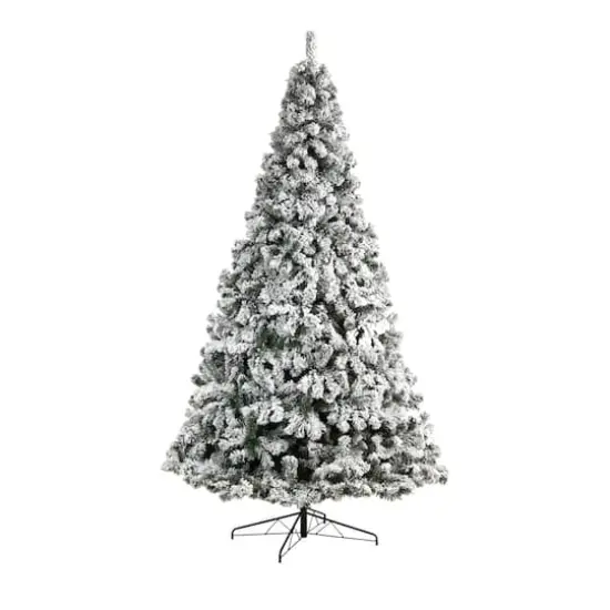 10ft. Pre-Lit Flocked West Virginia Fir Artificial Christmas Tree, Clear LED Lights {4}