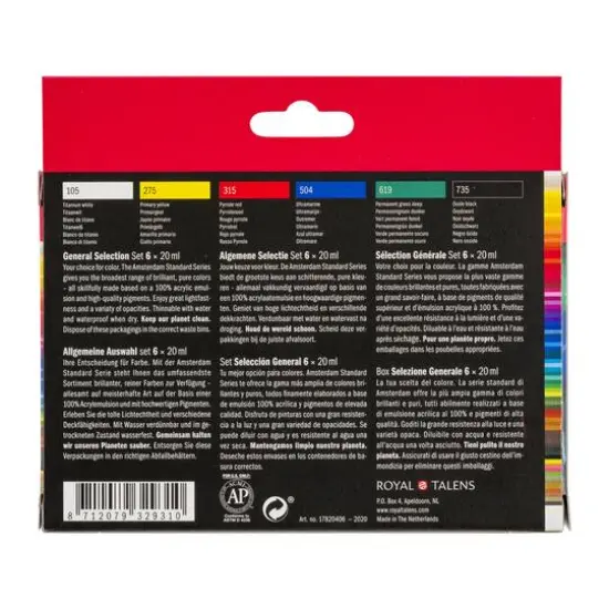 Amsterdam Standard Series 6 Color General Selection Acrylic Paint Set {6}