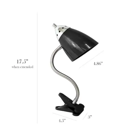 LimeLights 17.5" Flossy Flexible Gooseneck Clip Light Desk Lamp Black {3}