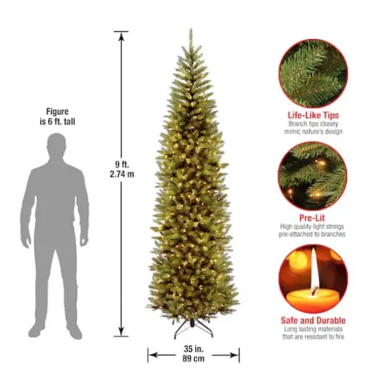 9 ft. Pre-Lit Kingswood&trade; Fir Pencil Artificial Christmas Tree, Clear Lights {6}