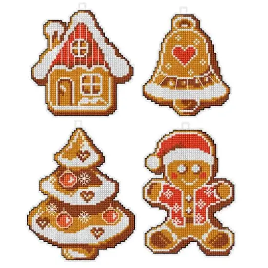 rchidea Christmas Gingerbreads Set Plastic Canvas Plastic Canvas Counted Cross Stitch Kit {1}