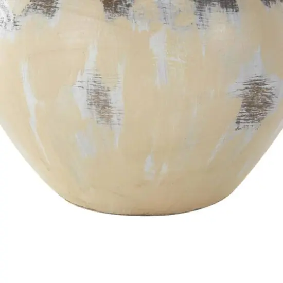 13" Cream Ceramic Vase with Curved Handles {6}