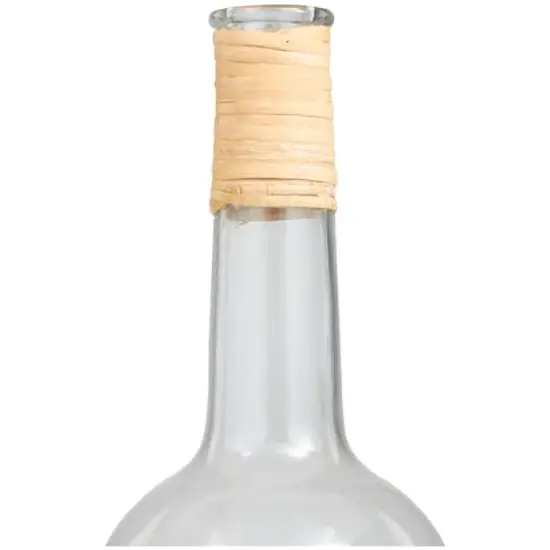 19" Clear Glass Handmade Vase with Light Brown Rattan Woven Body & Neck {5}