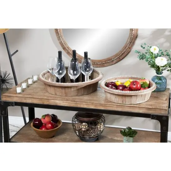 Brown Wood Rustic Tray Set {7}