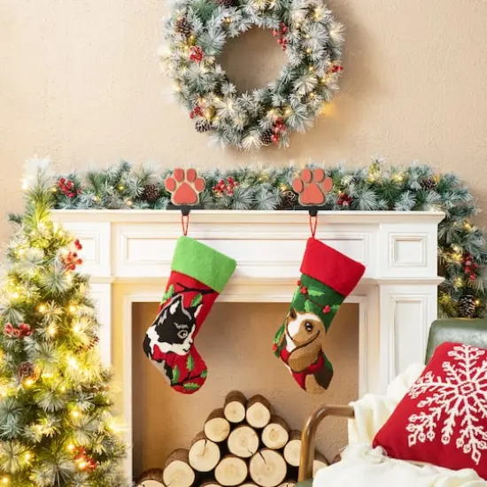 Glitzhome&reg; 20.5" Dog Hooked Stocking {5}