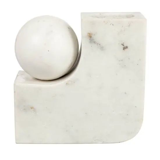 Hello Honey® 7" White Modern Marble Pillar & Taper Candle Holder Vase with Ball {6}