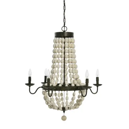 Hello Honey® 36" Multicolor Metal and Draped Wood Bead Chandelier {12}