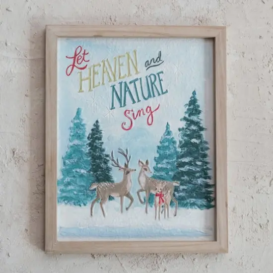 Hello Honey® 12.5" x 15.75" Wood Framed Wall Décor with Deer & Winter Scene {3}