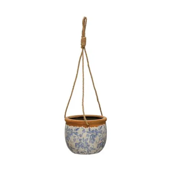 Hello Honey&reg; 6" Multicolor Terracotta Hanging Planter with Jute Rope {1}