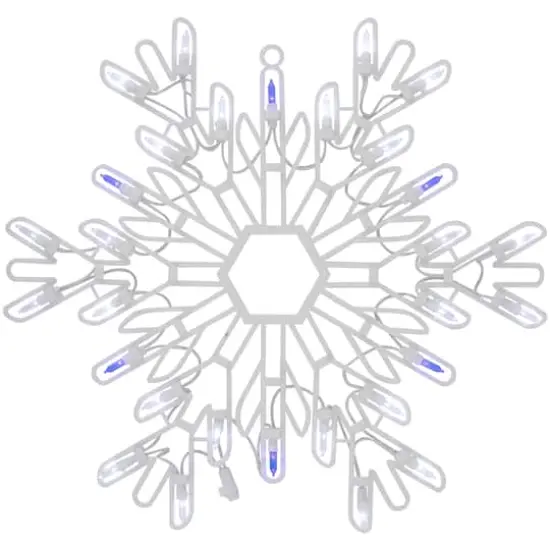 16" LED Lighted Pure White & Blue Snowflake Christmas Window Silhouette D&eacute;cor {7}
