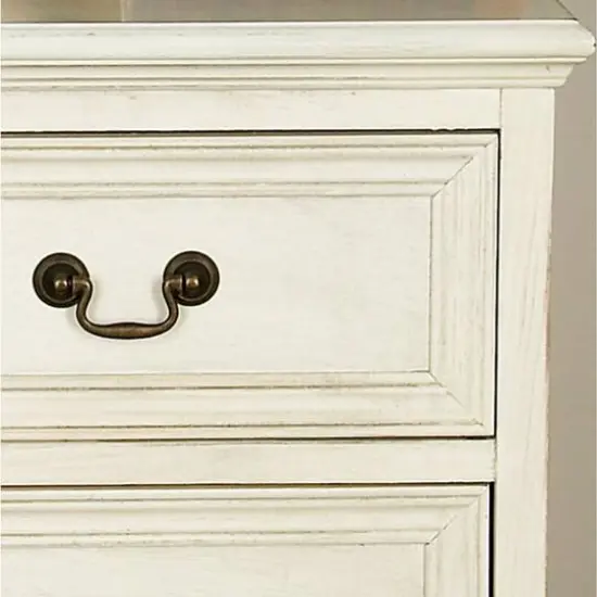 Cream Wood Traditional Accent Table, 25" x 17" x 14" {5}