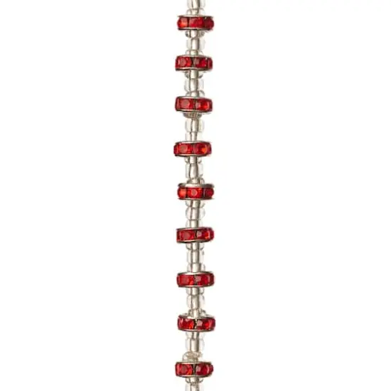 Red Rhinestone Studded Rondelle Beads, 8mm by Bead Landing&trade; {1}