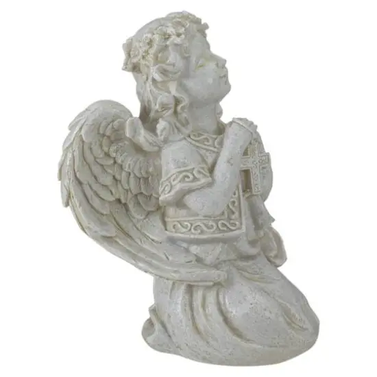 6.75" Praying Angel with Cross Outdoor Garden Statue {4}