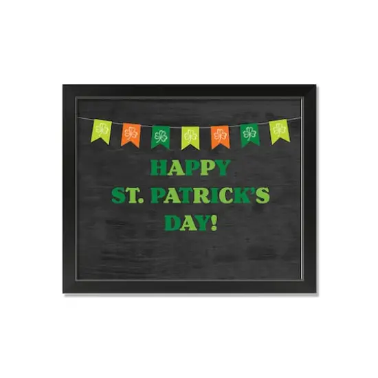 Banner Patricks Day 16" x 20" Black Framed Print Under Plexiglass {1}