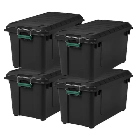 IRIS&reg; Remington&reg; 82qt. Black Store-It-All Utility Totes with Buckle Lids, 4ct. {1}